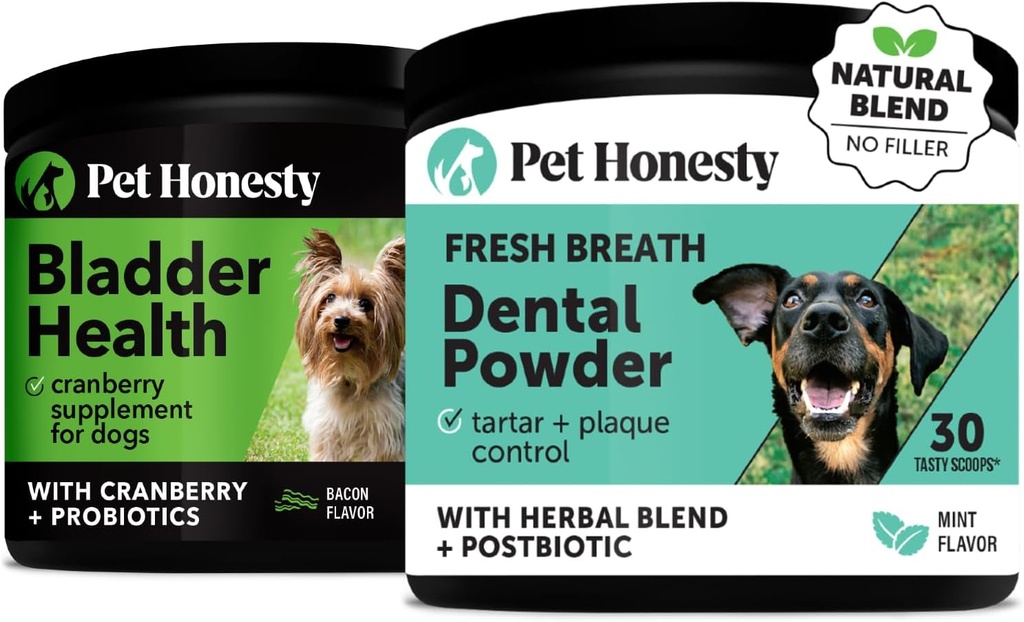 Santé de la canneberge + Poudre dentaire pour le nettoyage des dents et l'enlèvement des plaques, le traitement urinaire et le soutien de la vésicule pour chiens