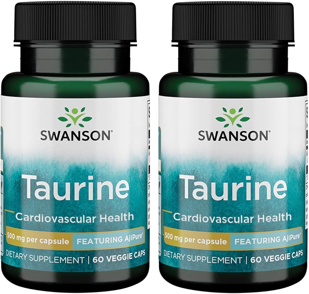 Swanson Amino Acid Ajipure Taurine Pharmaceutical Grade 500 Milligramme 60 Veg Kapseln (2 Packung)