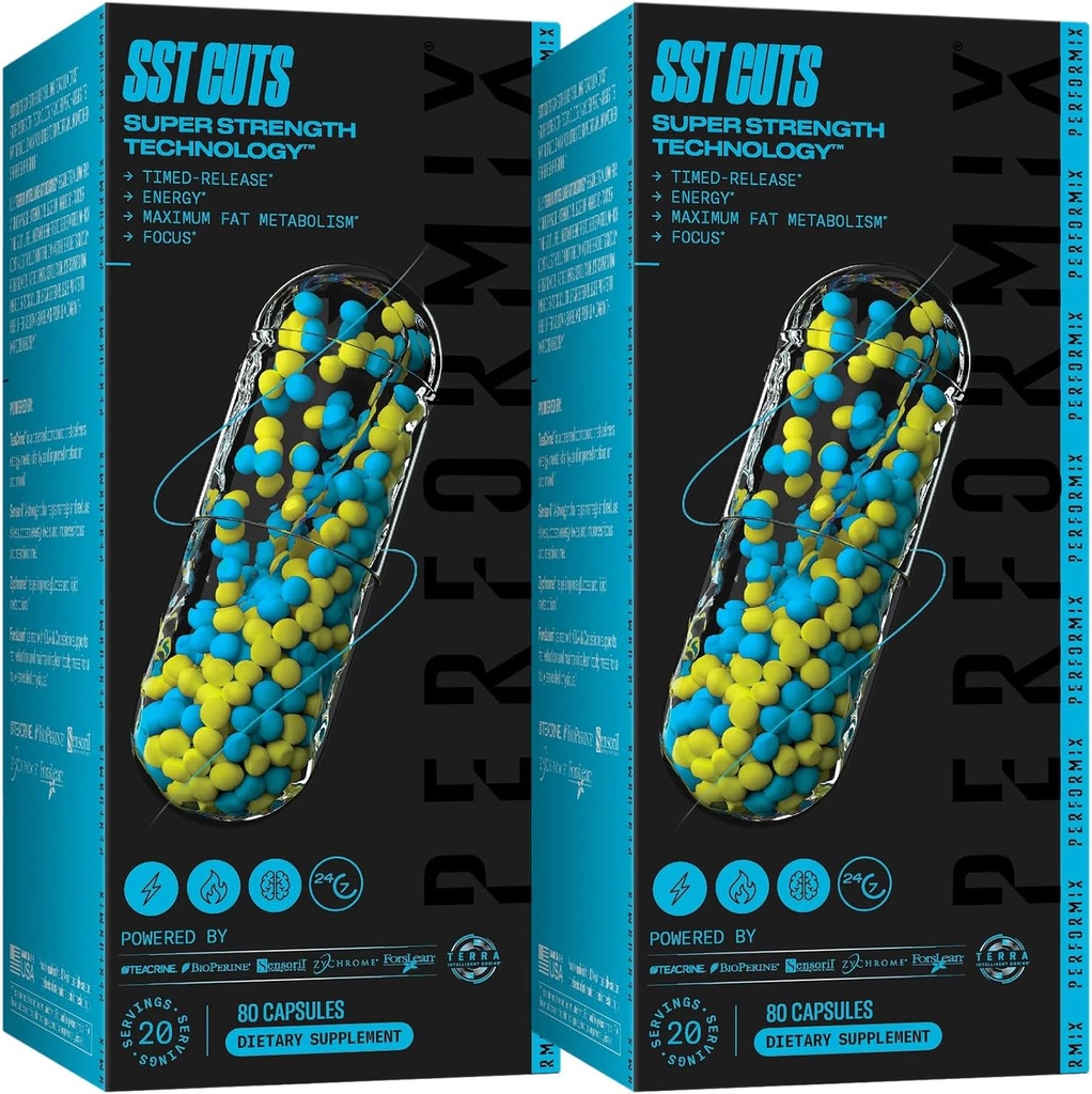 PERFORMIX - SST Cuts - Termogenico con CLA - Energy, Focus & Mood - Metabolism Support - Hunger Control - Nootropic - Pre Workout - Men & Women - 160 Servings - 2 Pack