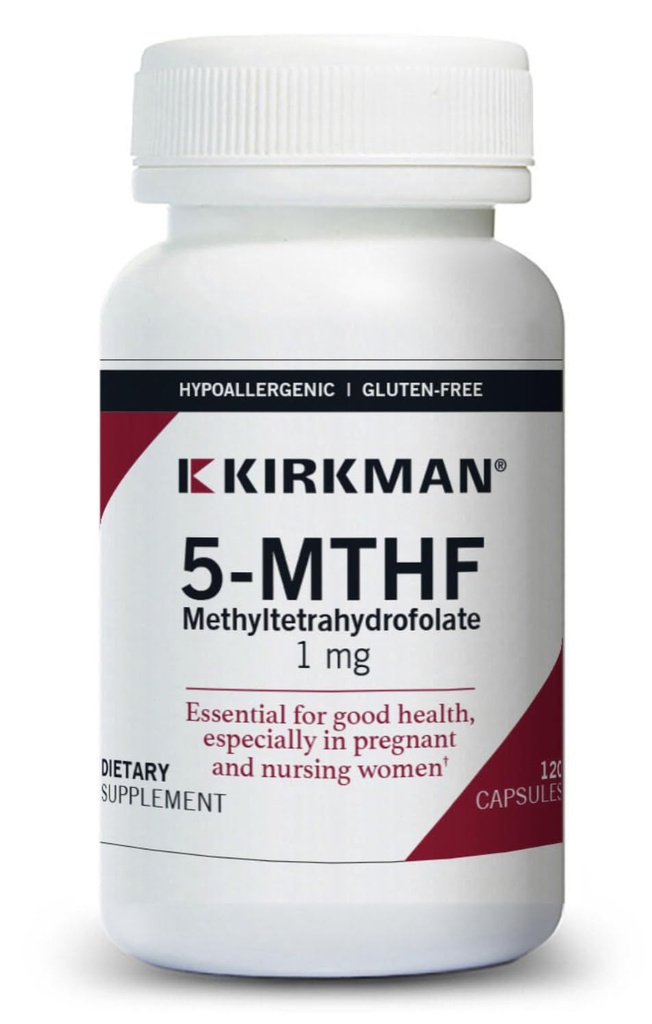 Kirkman 5-MTHF - Ipoallergenico - 120 capsule vegetariane - acido folico essenziale per una buona salute