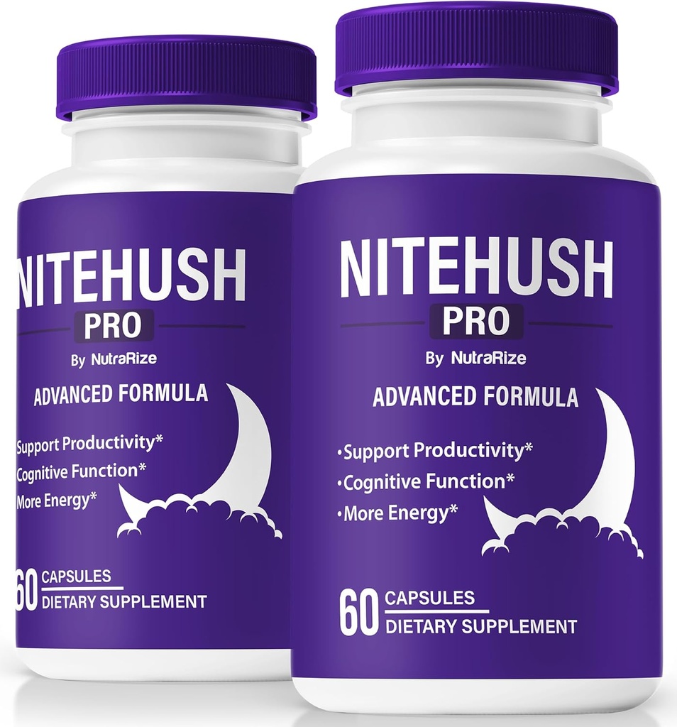 (2 Pack) Nite Hush Pro Kapseln- Entsperren Sie Ihr volles Potenzial mit NiteHush Pro Formel - Premium-Unterstützung für Fokus, Konzentration und Balanced Health, Offizielle NiteHushPro Pills Review (120 Kapseln)