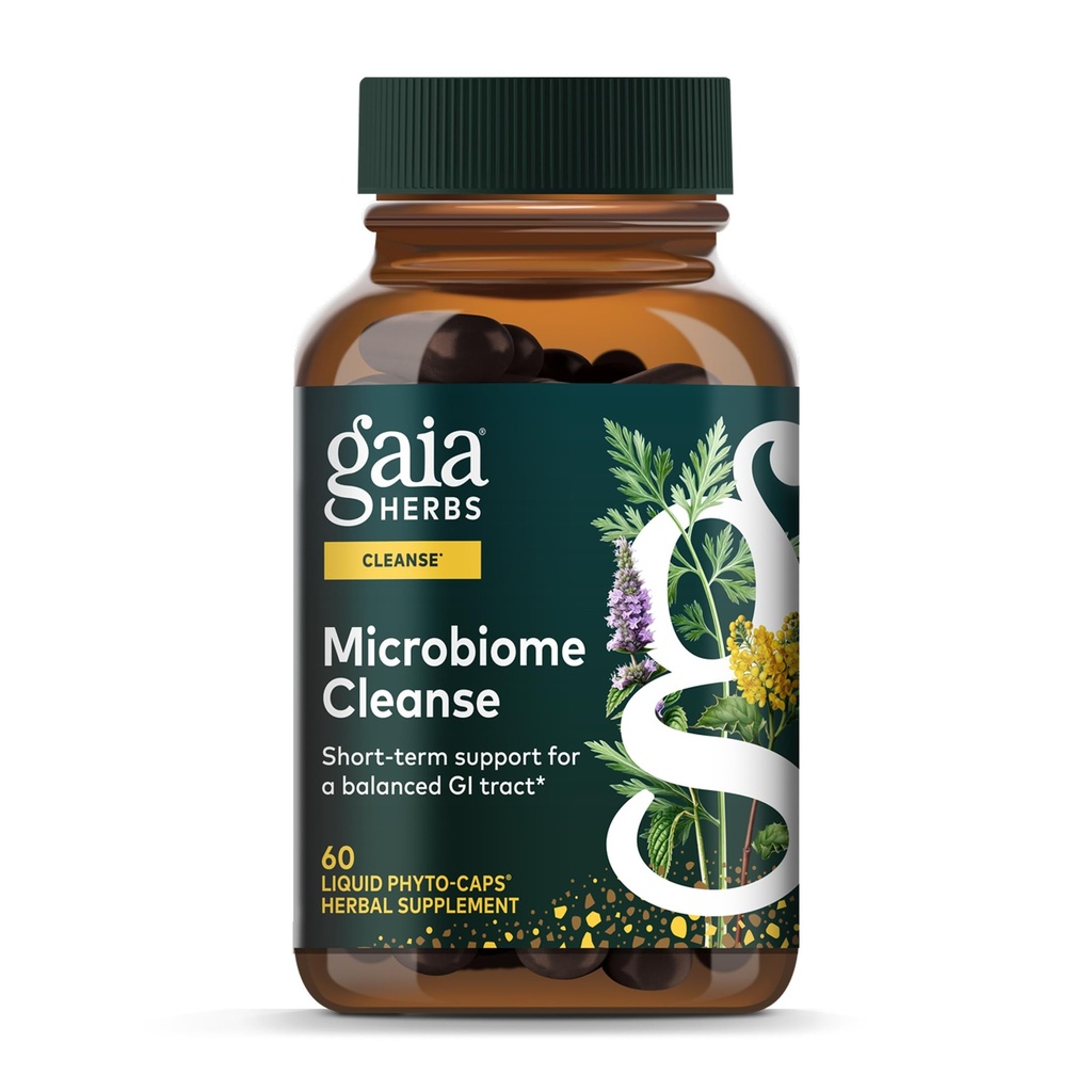 Gaia Herbs Microbiome Cleanse - con Noce Nera, Legname Dolce, Oregano & Peppermint - Aiuta a bilanciare il tratto GI mentre supporta la salute digestiva - 60 Vegan Liquid Phyto-Capsules (30-Day Supply)
