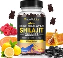 Gummies Shilajit, purs Gummies Shilajit avec 100% Shilajit, Gummies Biologiques Shilajit Riches en Acides Fulvic 85+ Traces Minéraux Convient aux Hommes & Femmes, Non-OGM - 60 Gummy