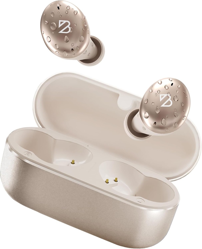 Back Bay Audio Tempo 30 Drahtlose Ohrböcke für kleine Ohren - Award-Winning-Sound, Sweatproof Bluetooth Ohrböcke, Komfortable Ohrböcke für Frauen, Gold Ohrhörer kleine Ohrkanäle, lange Batterie-Kopfhörer