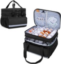 CURMIO Double Layers Pill Bottiglia Organizer Bag Vuoto, Medicina organizzatrice custodia con cerniere bloccabili, Borsa da viaggio per la prescrizione di bottiglie, Forniture mediche, Nero (Progetto di brevetto)