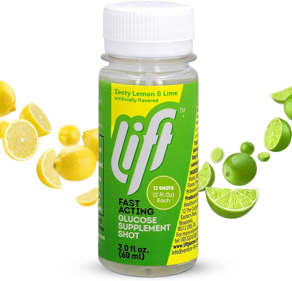 Sollevare Glucose veloce azione Glucose Energy Juice Shots, Lime di limone, 2.0 fl oz Bottiglie (Pack of 12)