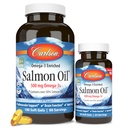 Carlson - Norwegisches Lachsöl, 500 mg Omega-3s, Norwegische Lachsölergänzung, Wild Caught Omega 3 Lachsöl Kapseln, Sustainable Sourced, Brain, Heart & Joint Health, 180+50 Softgels