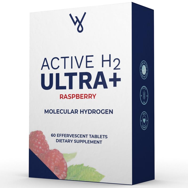 Aktive H2 Ultra+ Wasserstoff Wasser Tablette, Natürliche Himbeere. Unterstützt insgesamt Wohlbefinden mit Vorteilen von molekularem Wasserstoff 60 Servierungen