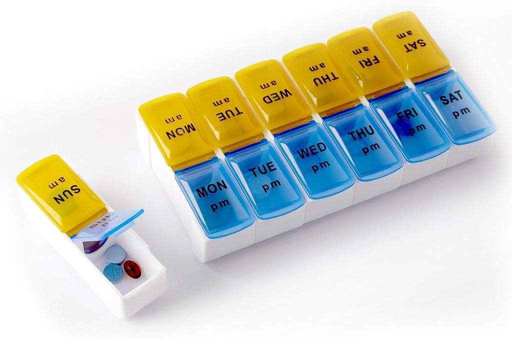 Deke Home - Pill Organizer 2 Mal am Tag, Wöchentliche abnehmbare Pille Box 7 Tag mit AM PM Compartments - Easy Snap Lids Medication Dispenser - 7 Tage Pill Reminder für Morgen und Nacht Dosierung