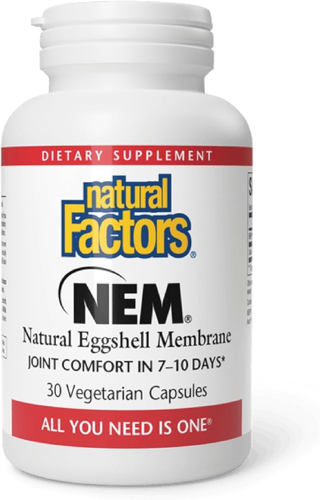 Facteurs naturels, NEM Membrane naturelle de coquille d'oeuf, favorise le confort articulaire et la flexibilité, 30 capsules