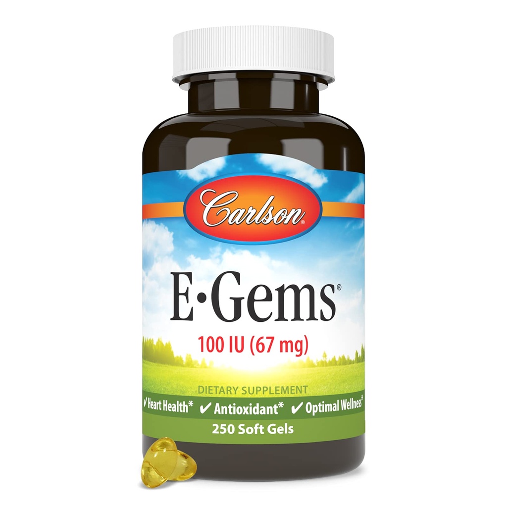 Carlson - E-Gems, 100 IU, Heart Health & Optimal Wellness, Antioxidant, 250 weiche Gele