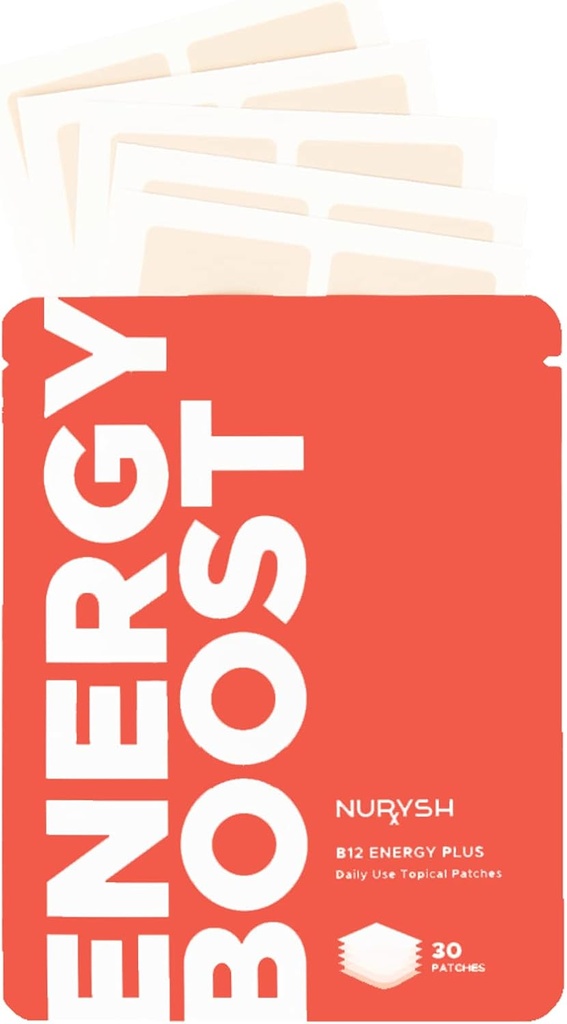 NURYSH B12 Energy Plus Patch - 30 Topical Patches - Vegan und Keto Friendly - für Männer und Frauen