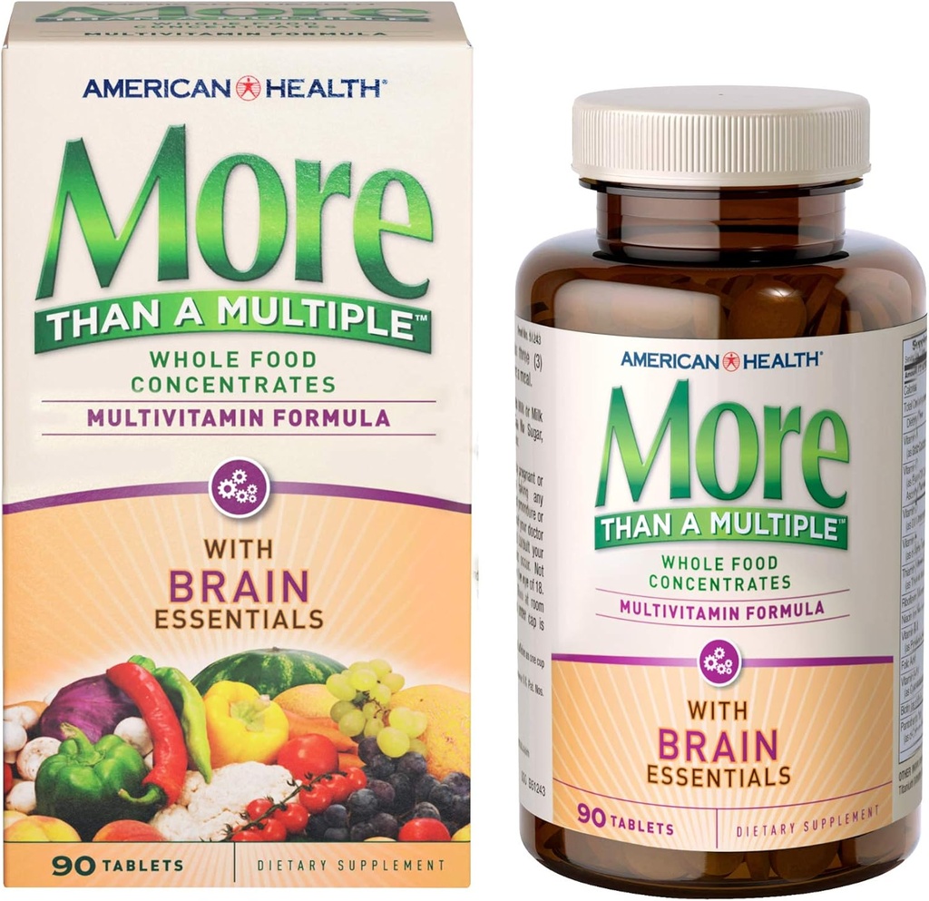La salute americana Più di un multiplo con le compresse essenziali del cervello, 90 conte