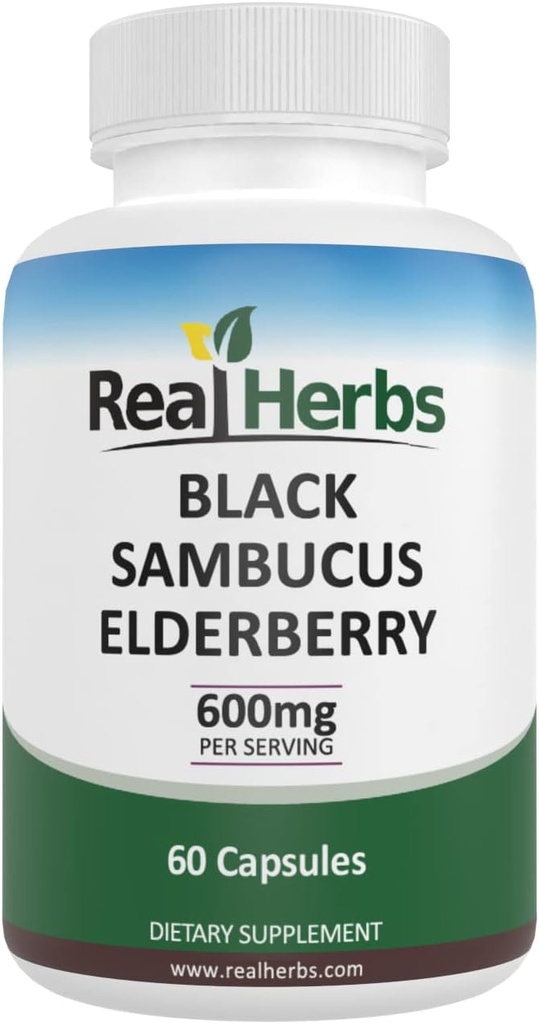 Echte Kräuter Elderberry Extrakt - Abgeleitet von 325 mg Elderberries Standardisiert zu 5% Flavonoids mit 275 mg Elderberry Fruit Extract 5 : 1 - Boosts Immunität - 60 vegetarische Kapseln