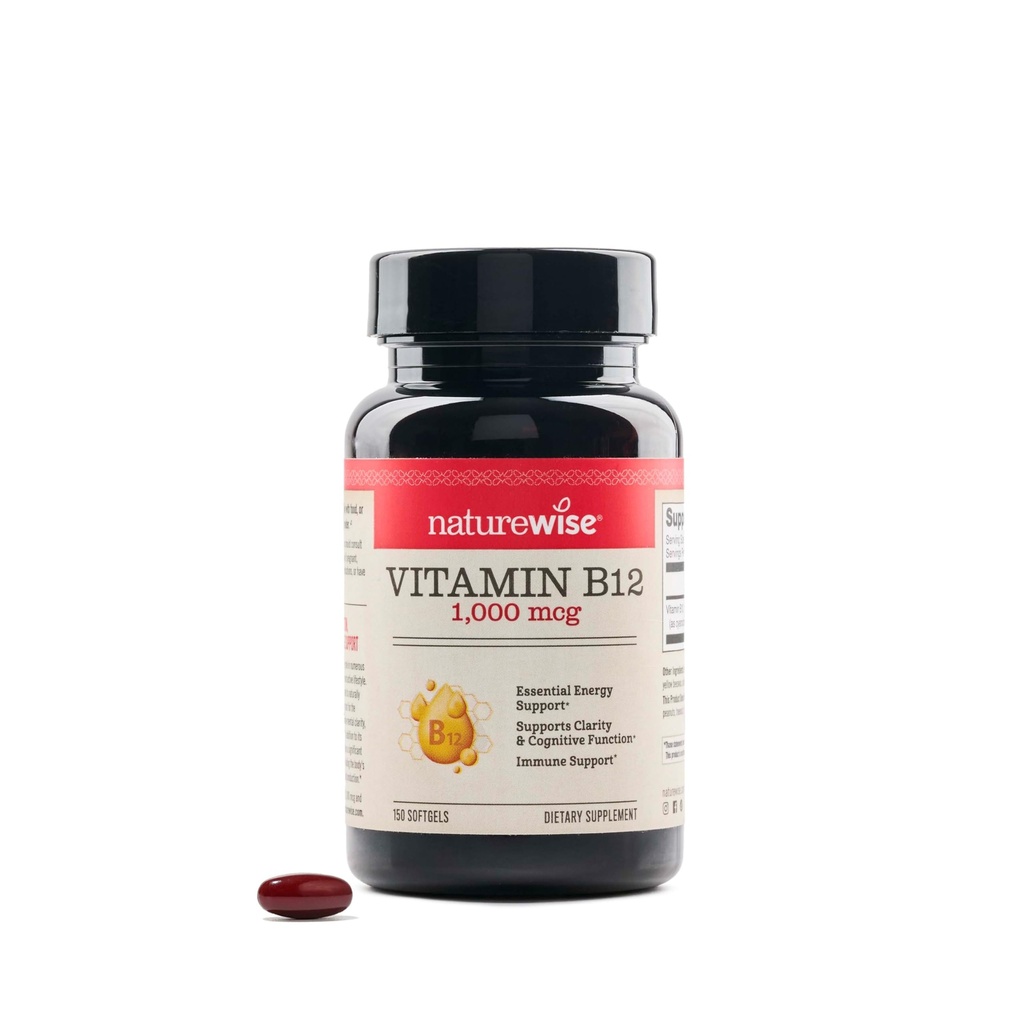 NatureWise Vitamin B12 1000 mcg - Nahrungsergänzungsmittel für die Unterstützung von Energiemetabolismus, Psychische Klarheit, Nervous System Health - einfach zu schlucken, Soy & Gluten-frei, Non-GMO - 150 Count[150-Day Supply]