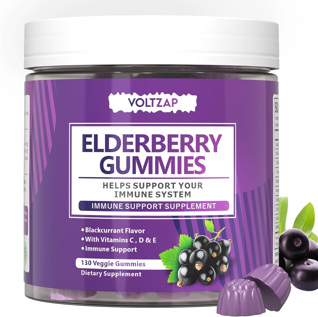 Elderberry Gummies Integratore di supporto immunitario: Vitamina C di Elderberry e Zinc forniscono supporto antiossidante Gluten Free 130 Gummies