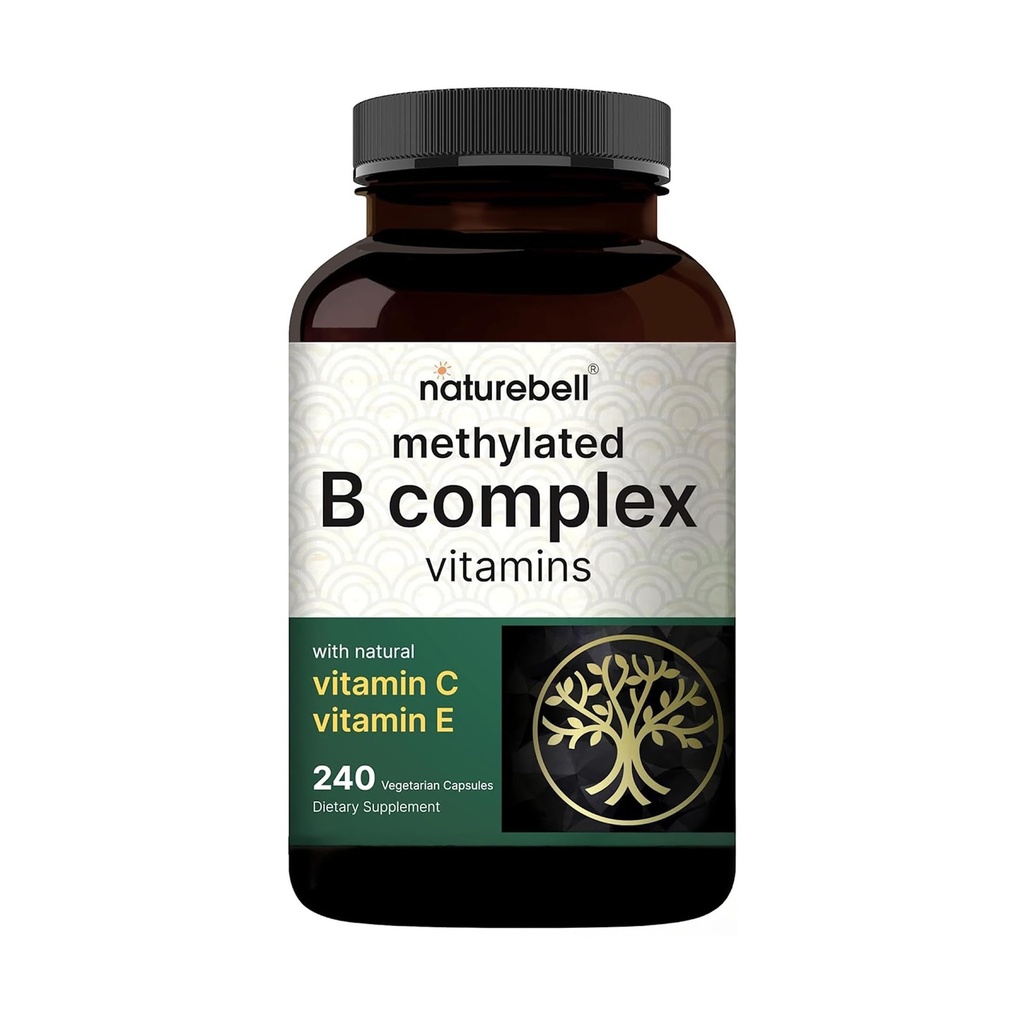 NatureBell B Complex Vitamine etilate - 240 Capsule Vegetariani - Alta Biodisponibilità 12-in-1 Formula - per la Salute e l'Energia Immune* - Non-OGM & Gluten-Free
