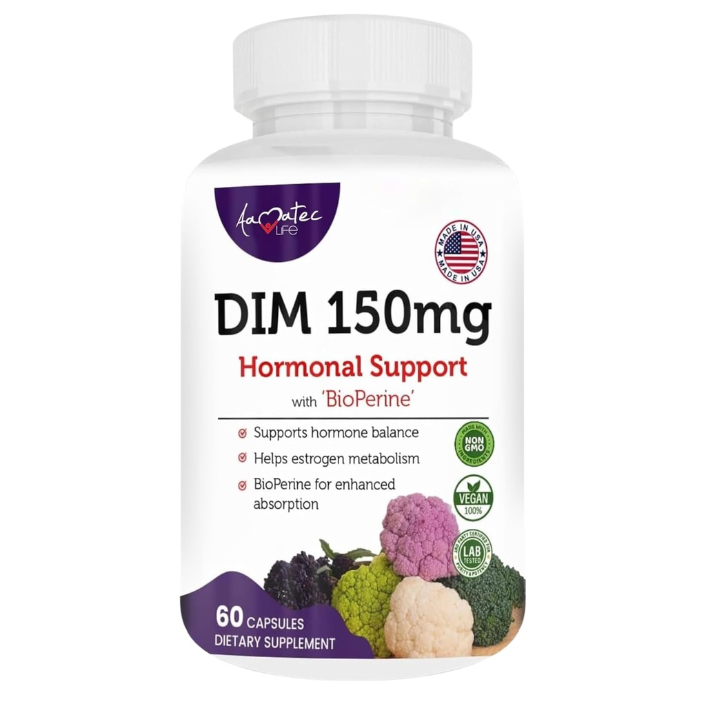 Frauen DIM Complex 150mg - Bioperine Estrogen Balancing Pillen für Menopause & Hot Flashes Relief Unterstützung Hormonelle Akne Leistungsstarke Ergänzung - 60 Kapseln - Made in USA