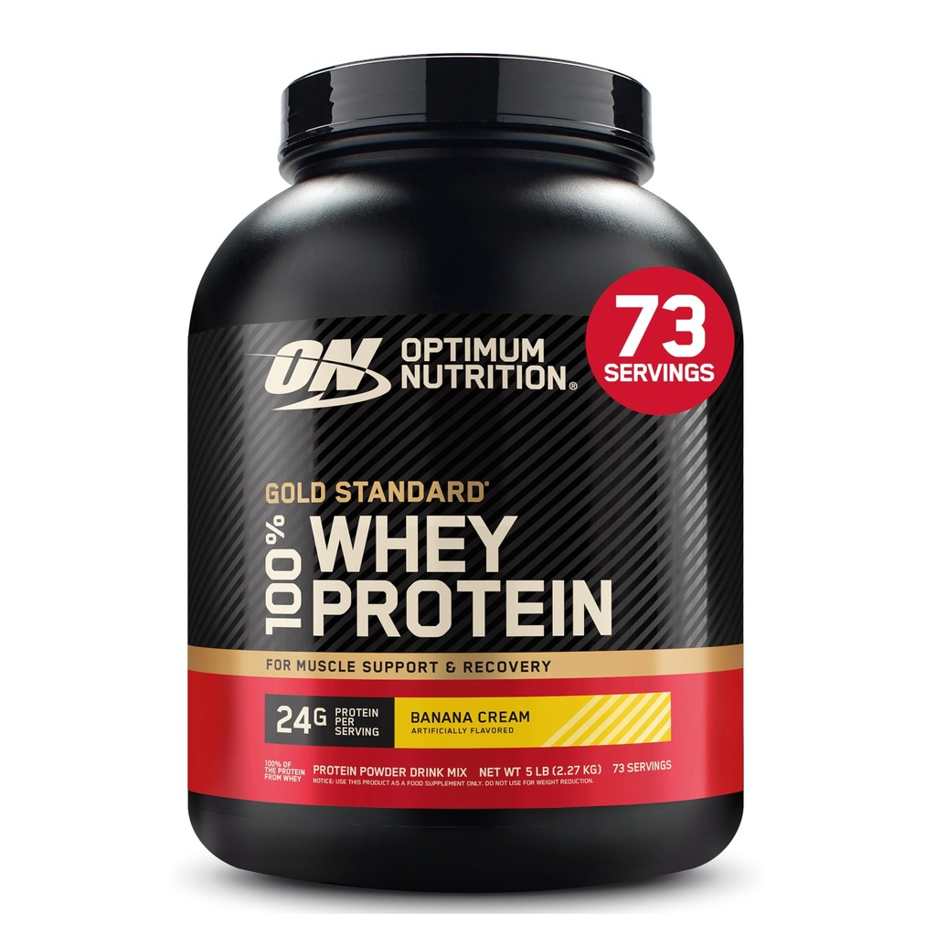 Optimum Nutrition Gold Standard 100% Whey Protein Powder, Banana Cream, 5 Pfund (Packaging May Vary)