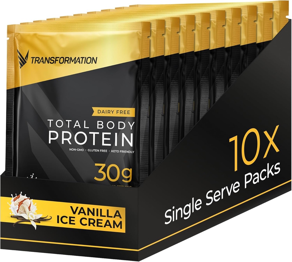 Transformation Protéines Super Blend , Peptides de collagène et Protéines végétales , 15 milliards CFU Probiotiques , enzymes digestifs , huile MCT , faible carbure Shake pour les hommes et les femmes , 10 Pack