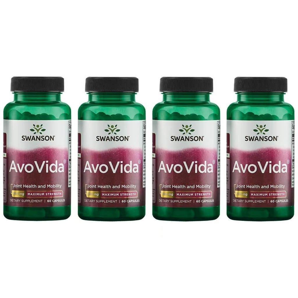 Swanson AvoVida - Integratore Naturale Promuovere la Salute e la Mobilità Congiunti - Avocado & Soybean Unsaponifiables per sostenere la salute del tessuto e del cartilage - (60 capsule, 300 mg ogni) (4 Pack)