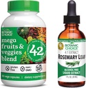 Botanic Choice Mega Fruits and Veggies Blend (60 capsule) + Rosemary Leaf Extract (1 fl oz) Bundle - Energy Balance & Superfood Supplement + Concentrazione & Memory Support