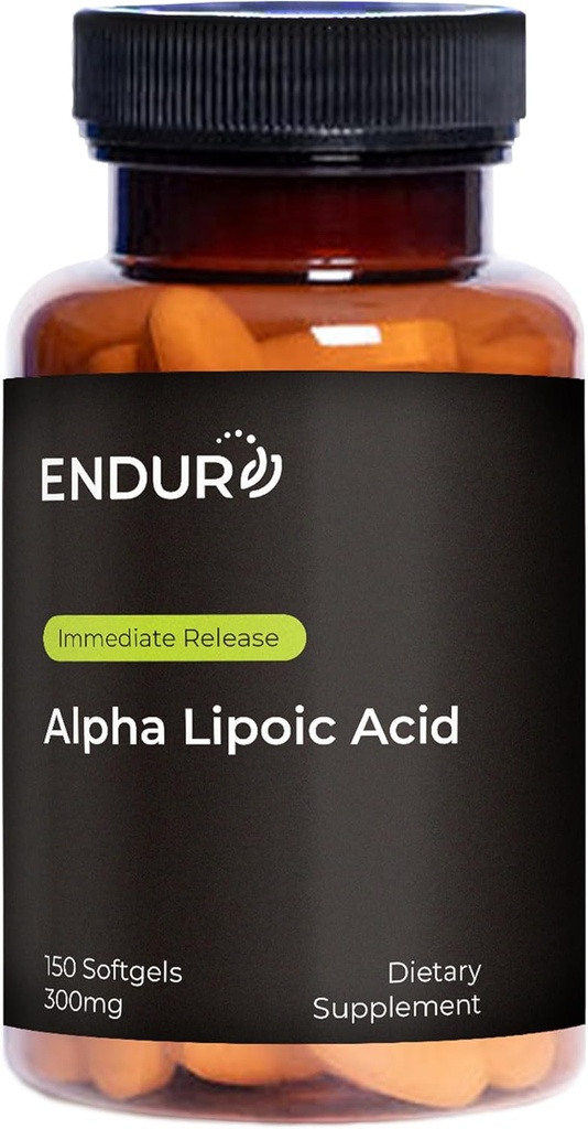 Endur Alpha Lipoic Acid, Antioxidant Defense & Cellular Energy Support, Sofortfrei, Vegan, Glutenfrei, 300mg (150 Softgels)
