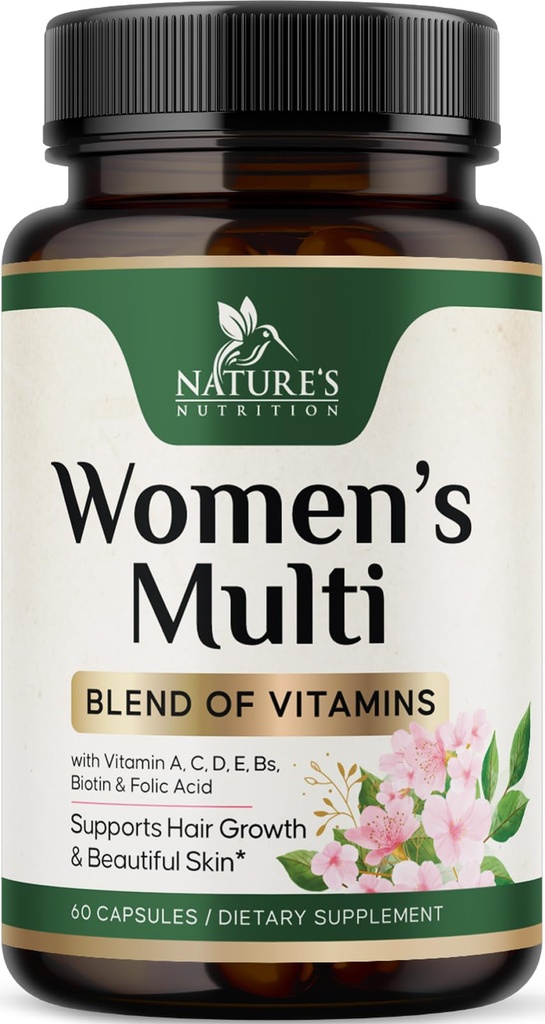 Multivitamina per le donne - con Vitamine A, C, D, E, B6, B12, Zinco, Calcio e Magnesio, Integratore Multiminerale Femminile Giornaliero Multi Vitamina per Salute, Energia e Supporto Immune - 60 Capsule
