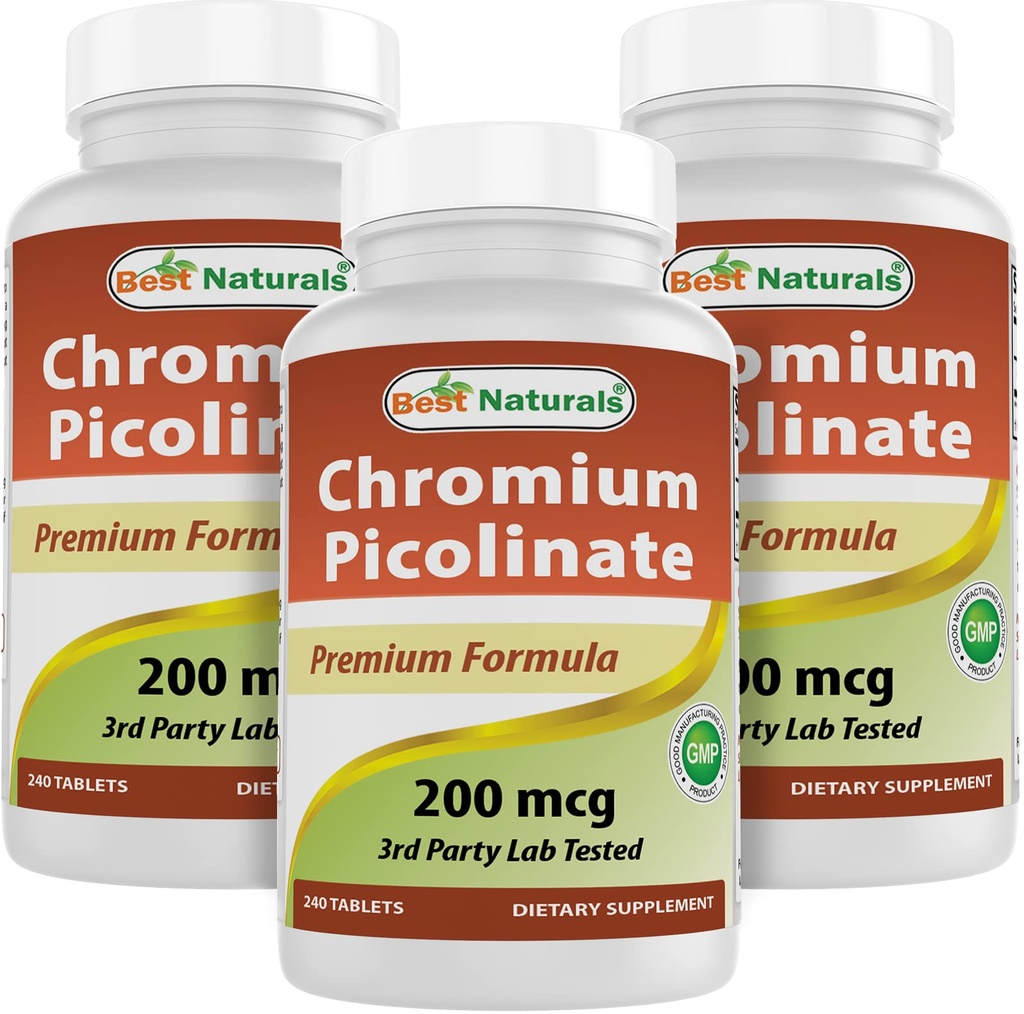 Best Naturals Chromium Picolinate 200 mcg 240 Tablets (240 Count (Pack of 3))