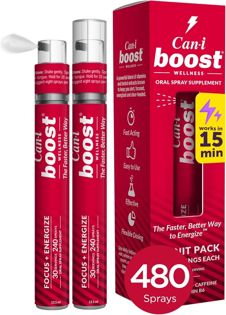 Can-i Boost Energy Spray für Frauen in Menopause und Perimenopause schnell Unterstützung Vergessen und Gehirn Fog, 60 Servierungen