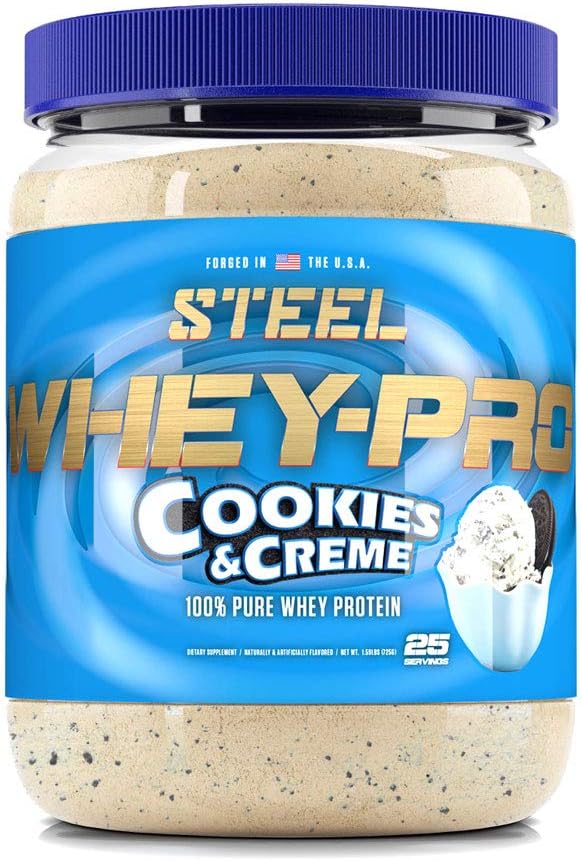 Whey-Pro | Polvere di proteine del siero puro al 100% per gli uomini e le donne | Cookies & Creme | Muscle Gain & Lean Muscle Recovery | 1.59 lbs | BCAA 5g | Non-GMO | 25 Servings