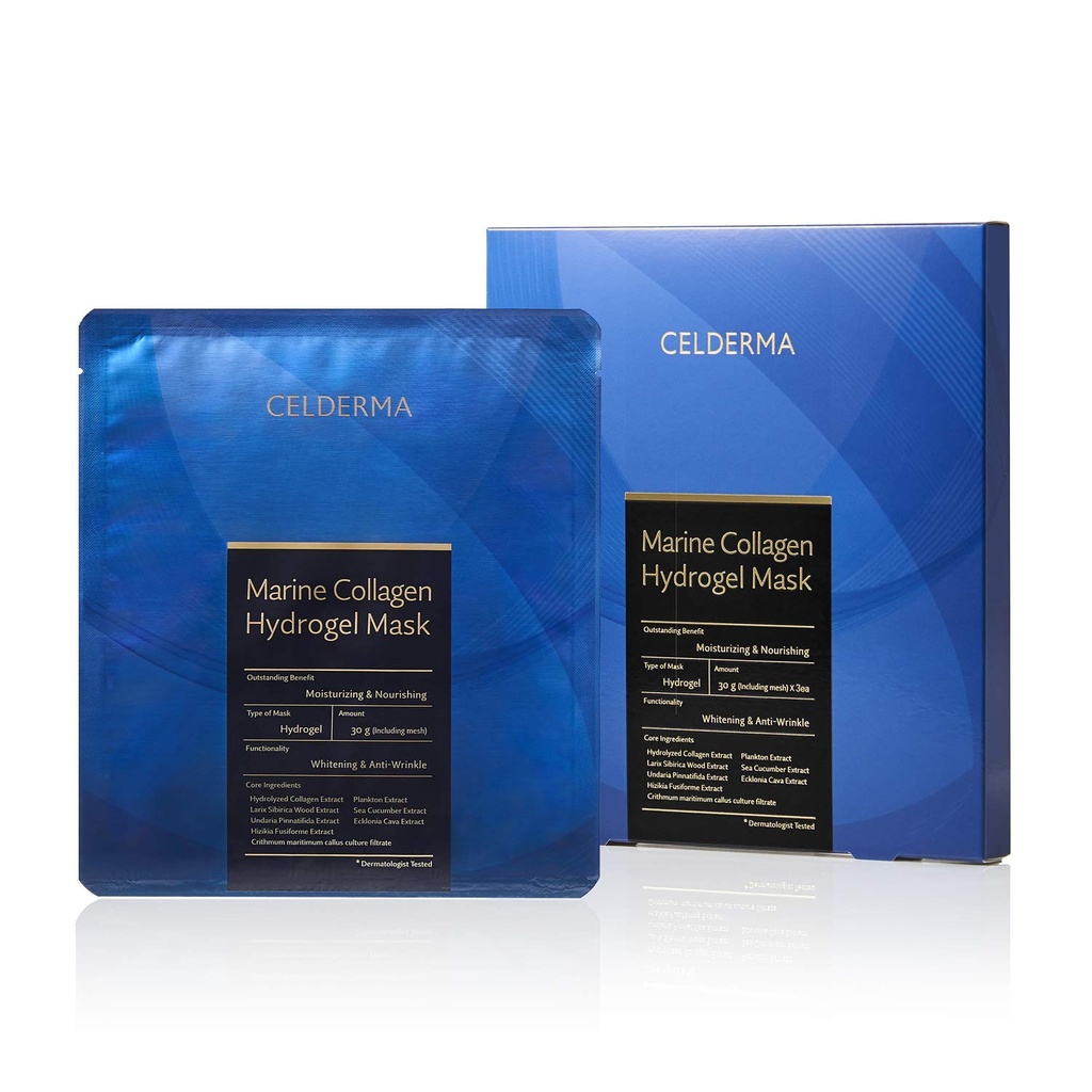 Masque d'hydrogel de collagène marin CELDERMA [3pcs] Anti-âge, Nourriture, hydratation intensive
