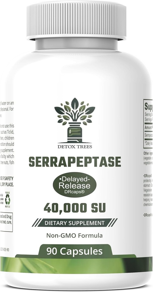 Serrapeptase Supplement 40.000 SPU - All-Natural Proteolytic Enzyme für Sinus, Respiratory und Joint Health - Non-GMO, Gluten-Free, und Vegan-Friendly Capsules - 90 Kapseln