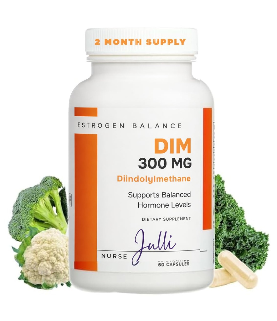 DIM Estrogen Ergänzung für Frauen - Hormon Balance & Harmonie Unterstützung für Menopause, PCOS & Hormonelle Akne mit Antioxidantien Eigenschaften - 300 Mg, 60 Count (Pack von 1)