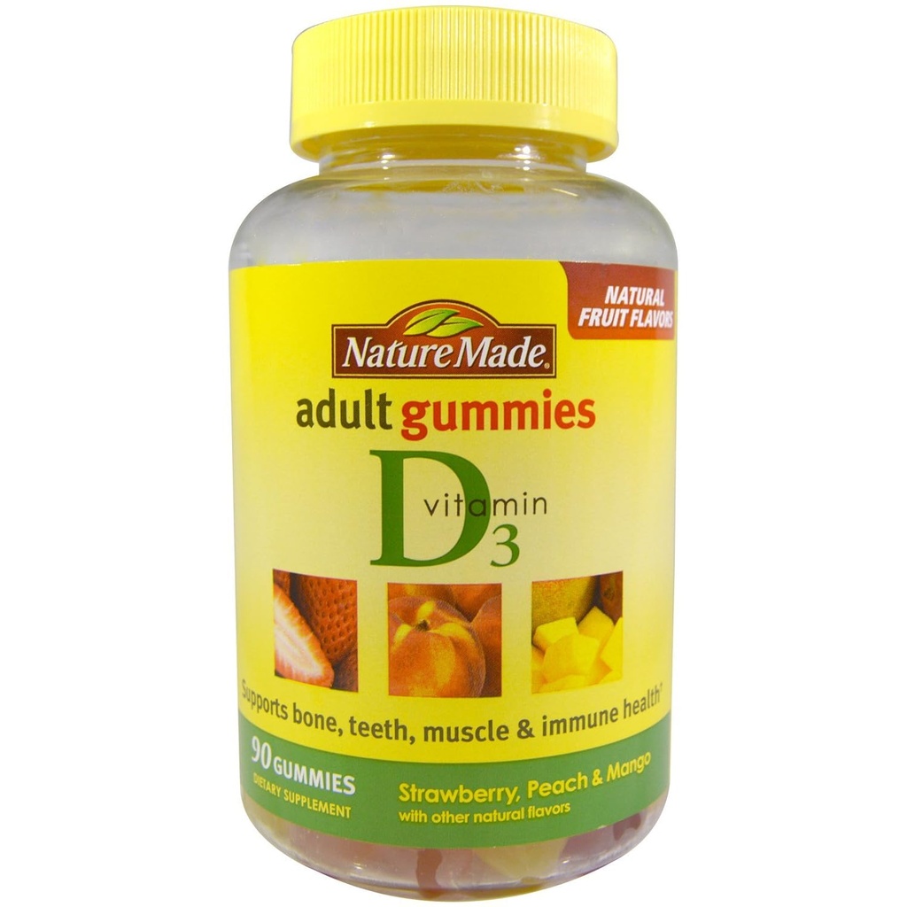 Vitamina D 3 Adult Gummies Strawberry - Peach & Mango, 90 Gummies, 3 Count