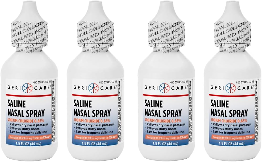 GeriCare Saline Nasal Spray 1.5 FL OZ Moisturizing Sodium Chloride 0.65% (Pack mit 4)