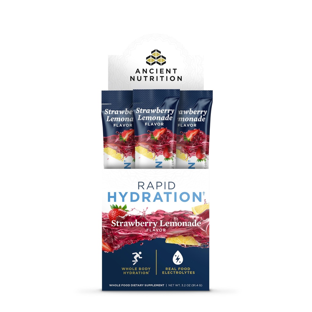 Antike Ernährung Schnelle Hydration Pulver, Erdbeer-Lemonade, Elektrolyte aus natürlichen Meeressalzen und Rotem Meeresalgen, unterstützt schnelle Körper Hydration und Cellular Health, 15 Portionen