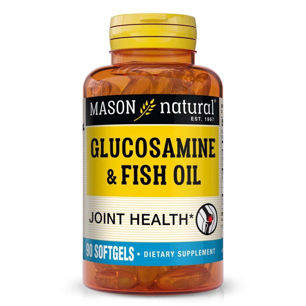 MASON NATURAL Glucosamine & Fish Oil Supplement with DHA & Omega 3 for Joint & Muscle Support, 1 Month Supply Softgel Pills