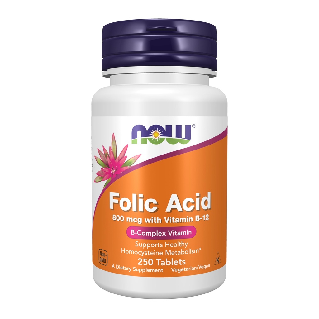 Acido folico 800 mcg con vitamina B-12,250 compresse