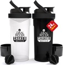 DAN RIVER 2-Pack Shaker Bottiglia | 24oz Plastic Protein Shaker & Mixer | Twist & Lock Design per Smoothies & Protein Mixs | Durable, Leak-Proof, Facile da pulire | Clear & Black Shaker Bottiglie per palestra
