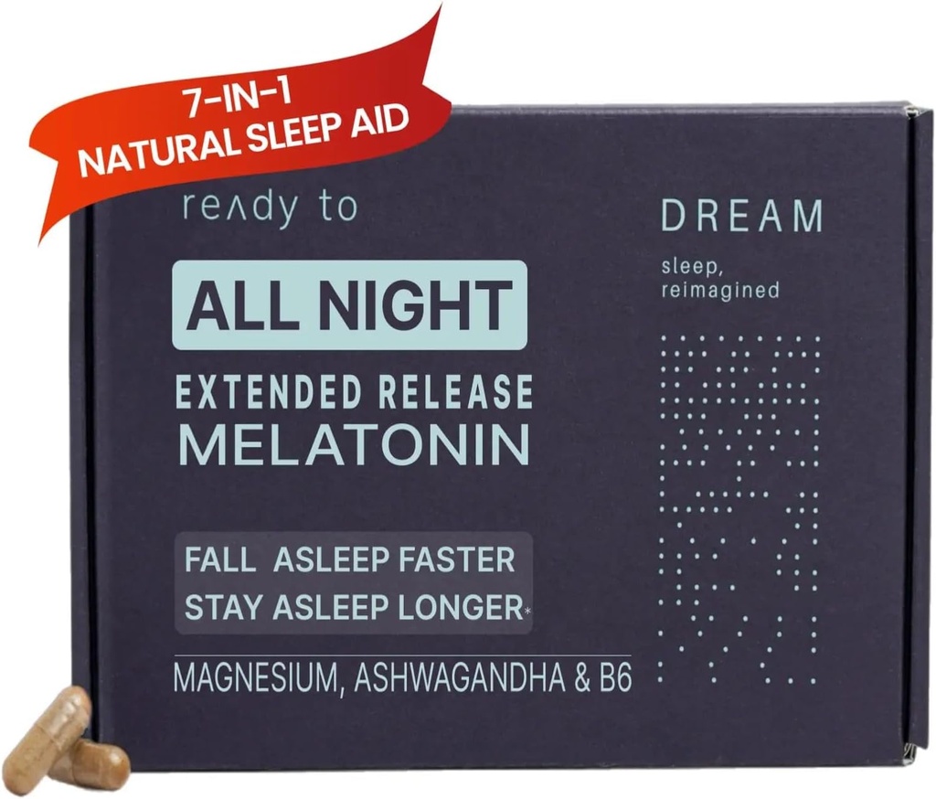 Traum natürliche Schlafhilfe für Erwachsene – Schlafergänzung mit Time Release Melatonin, Magnesium, Ashwagandha, B6 & Chamomile – Non-Habit Forming Sleep Vitamins – 60 Kapseln 11/30/25 Ablauf
