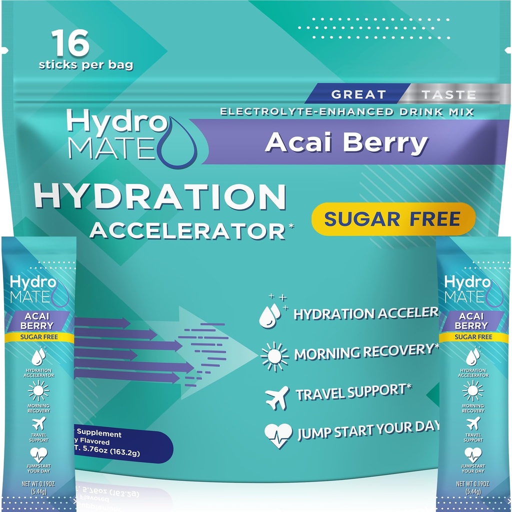 Elektrolyt-Pulver Sugar-Free Hydration Packets Acai Berry HydroMATE 16 Sticks
