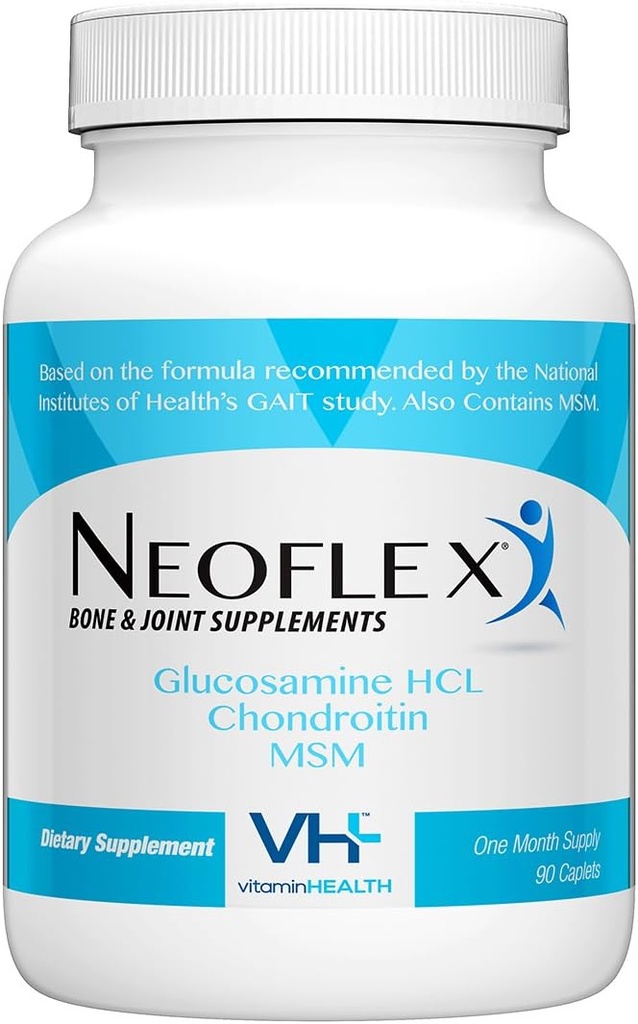 Neoflex Bone & Joint Health Supplement, MSM, Glucosamin, & Chondroitin Triple Strength Formula,90 Caplets