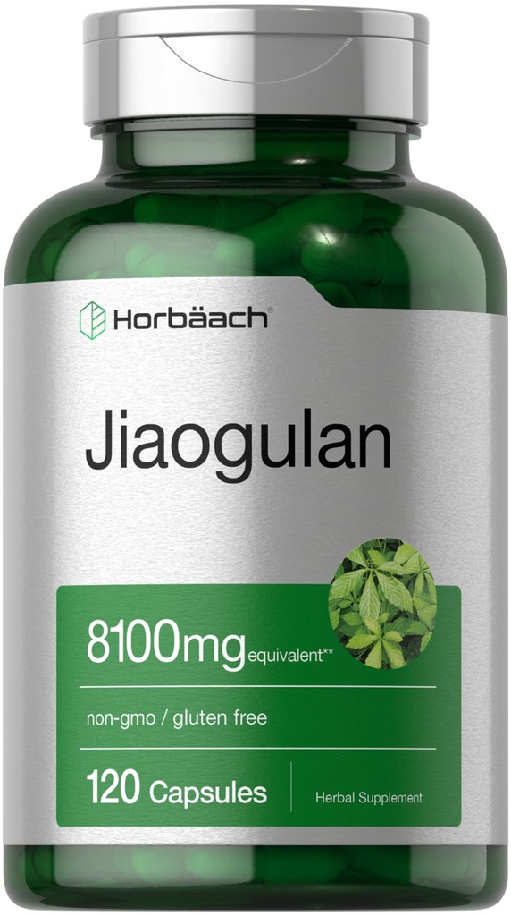 Horbäach Jiaogulan Kapseln | 8100 mg | 120 Count | Gynostemma Pentaphyllum Kräuterextrakt | Stamina und Endurance Supplement | Non-GMO, Glutenfrei