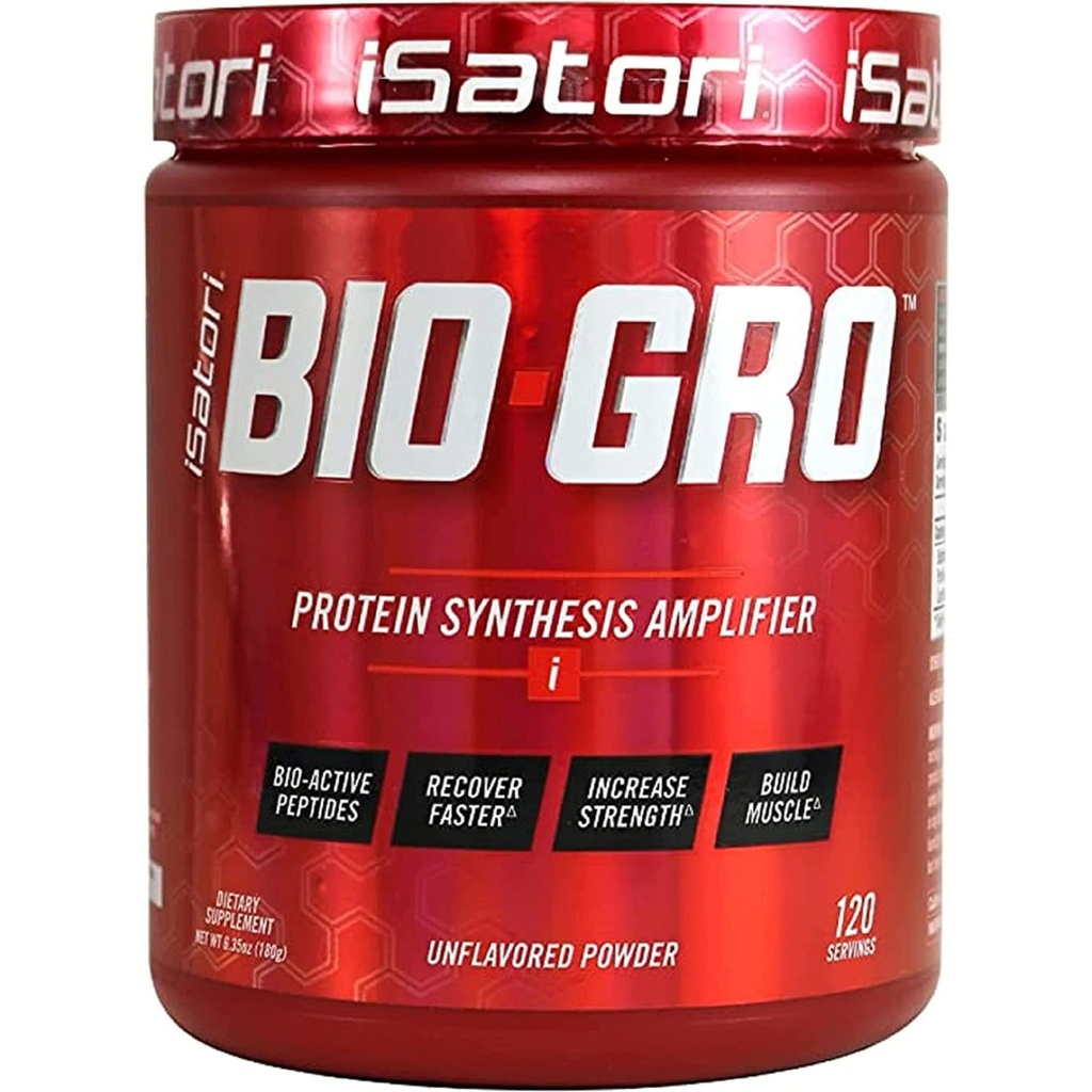 iSatori BIO-GRO Protein Synthesis Amplifier, für Muskel-Recovery & Growth, Enhanced Stimulant Free Pre-Workout & Colostrum Supplement mit Bio-Active Peptide- Unflavored (120 Servings)