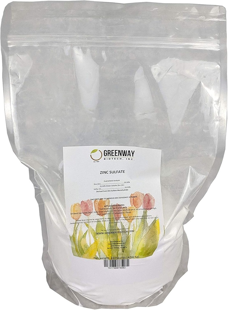 Zinksulfatpulver 35.5% Monohydrat Plus 16,5% Schwefel Greenway Biotech Marke 10 Pounds