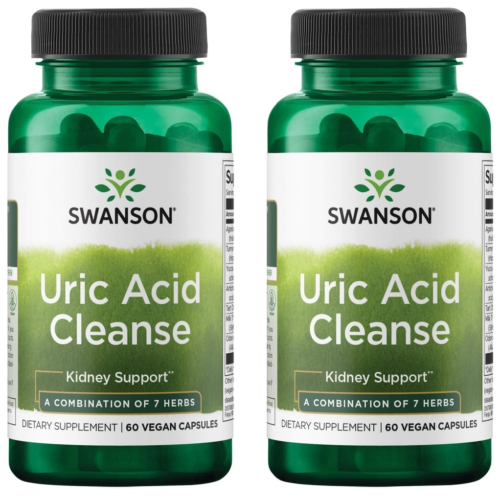 Swanson Uric Acid Cleanse - Natürliche Ergänzung Förderung der Nierenunterstützung - verfügt über eine leistungsstarke Kombination von 7 Kräutern - (60 Veggie Kapseln) 2 Pack