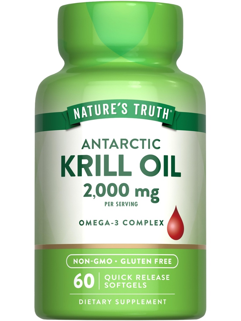 Nature's Truth Antarctic Krill Oil 2000mg Softgels | 60 Count | Omega-3 mit EPA & DHA | Non-GMO & Gluten Free Supplement