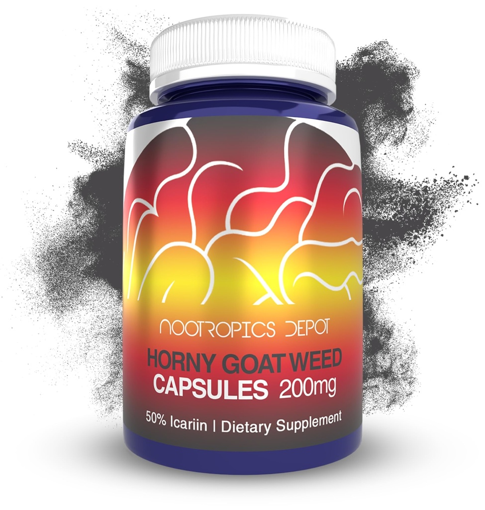 Nootropics Depot Horny Goat Weed Capsule | 200mg | 90 Count | Minimo 50% Icariin | Epimedium brevicornum