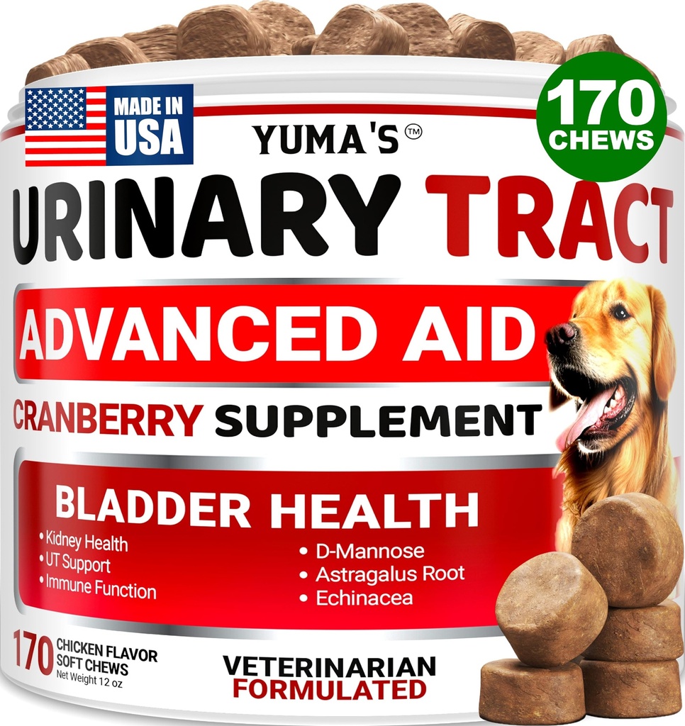 Hunde-UTI-Behandlung - 170 Bäume - Cranberry-Ergänzung für Hunde - Blasenkontrolle - Urinary Tract Infection Treatment - UTI Medicine Multivitamin - Vitamine und Ergänzungen - Made in USA